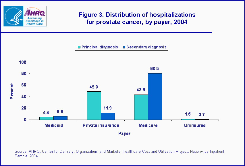 Figure 3. Bar chart showing distribution of hospitalizations for prostrate cancer, by payer, 2004